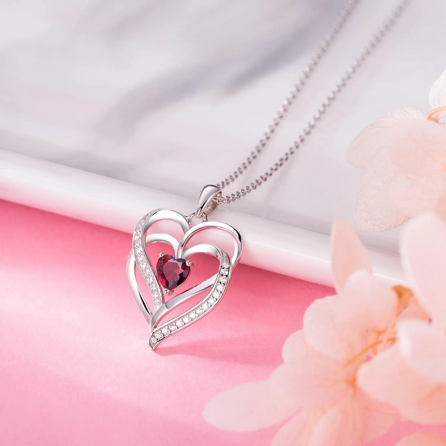 💖✨ Shine Bright with Our Elegant 925 Sterling Silver Birthstone Heart Necklaces! Perfect gift for graduations, anniversaries, and birthdays for all the amazing women in your life! 🎉🎁 #GiftIdeas #SilverJewelry #HeartNecklace