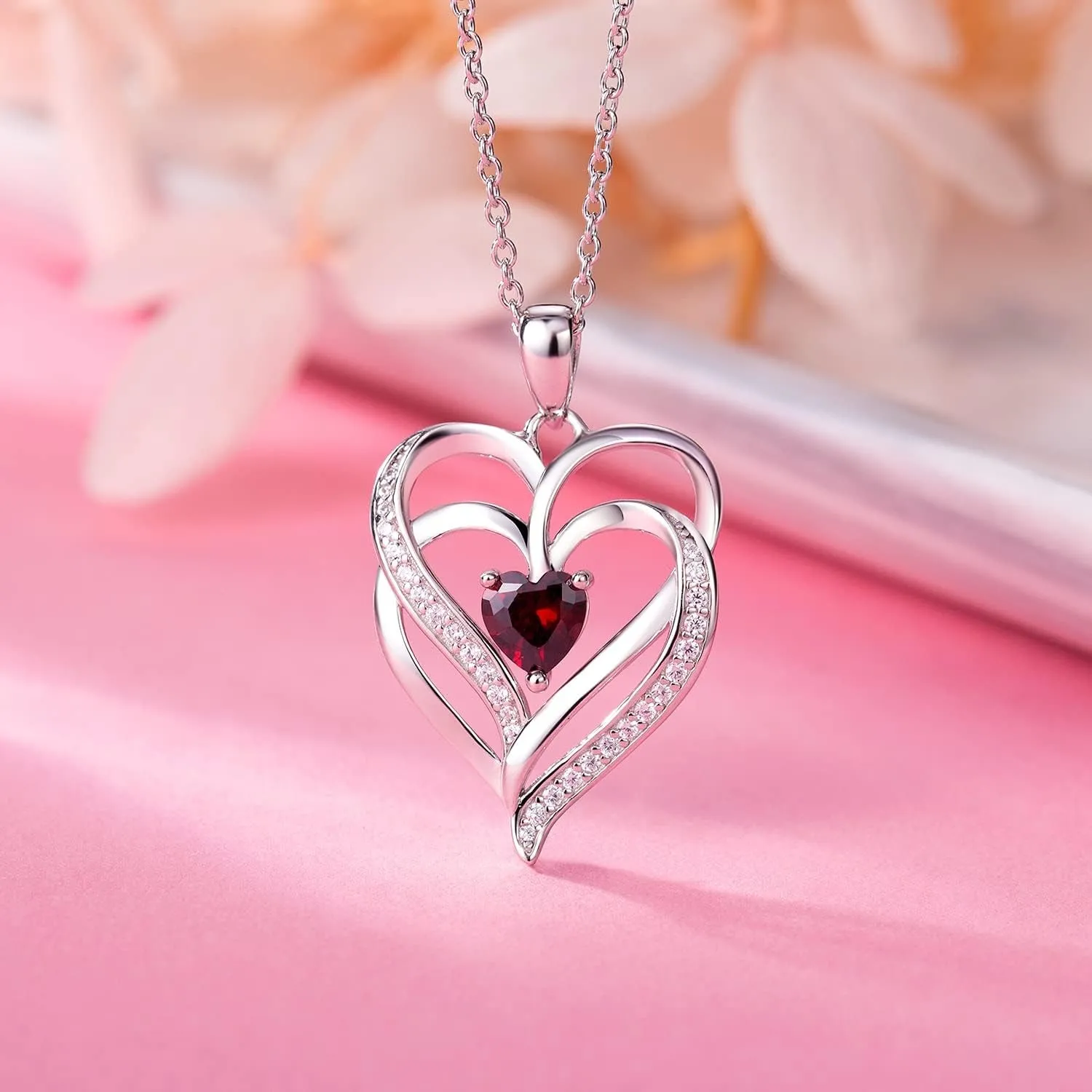 💖✨ Shine Bright with Our Elegant 925 Sterling Silver Birthstone Heart Necklaces! Perfect gift for graduations, anniversaries, and birthdays for all the amazing women in your life! 🎉🎁 #GiftIdeas #SilverJewelry #HeartNecklace