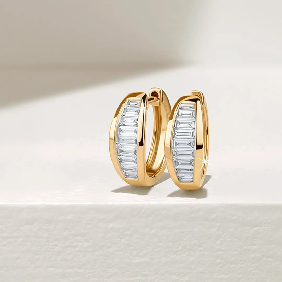 0.50ct TW Diamond Baguette Earrings in 9ct Yellow Gold