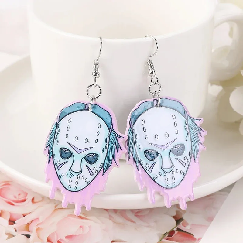 1 Pair Fashion Ghoul Dangle Earrings - Acrylic Gothic Pastel Horror Movie Icon Drop Earrings for Girls, Perfect Birthday Gift