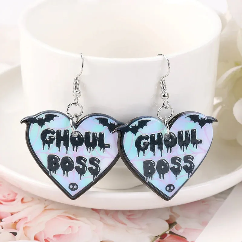 1 Pair Fashion Ghoul Dangle Earrings - Acrylic Gothic Pastel Horror Movie Icon Drop Earrings for Girls, Perfect Birthday Gift