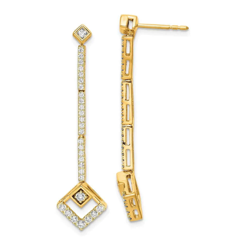 14k Gold 0.55 ct Lab Grown Diamond Dangle Earrings VS Clarity, G-H Color