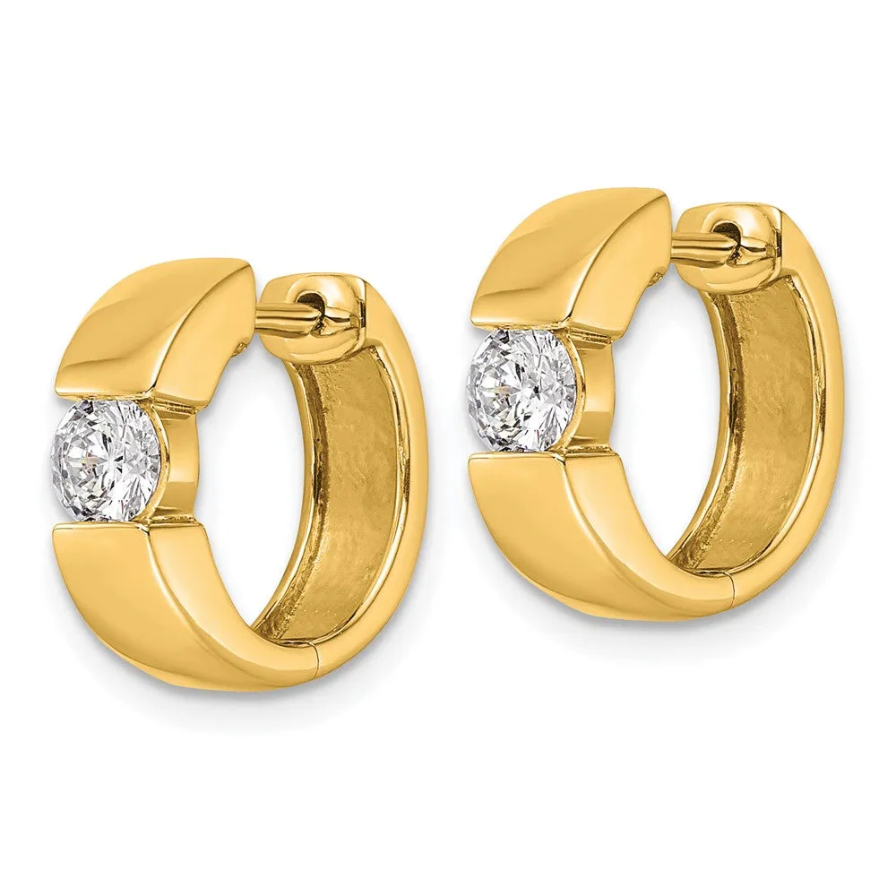 14k Gold 0.60 ct Lab Grown Diamond Hinged Hoop Earrings VS Clarity, D-E Color
