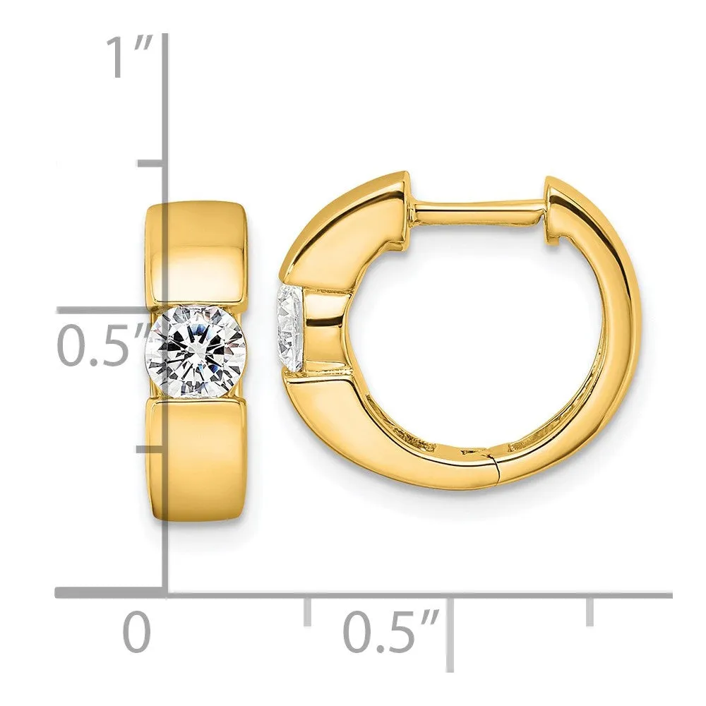 14k Gold 0.60 ct Lab Grown Diamond Hinged Hoop Earrings VS Clarity, D-E Color