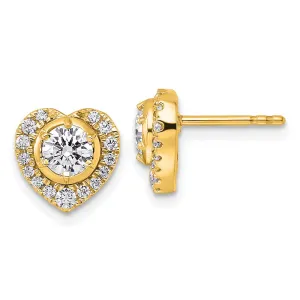 14k Gold 1 ct Lab Grown Diamond Heart Stud Earrings VS Clarity, D-E Color