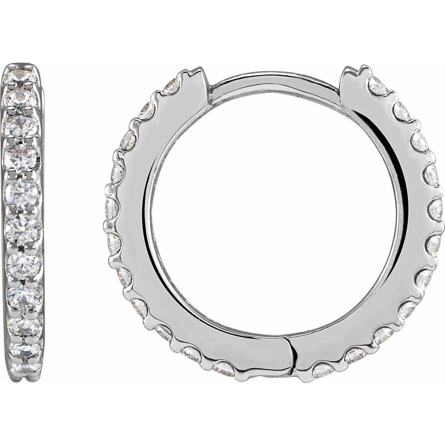 14K Gold 1/2ct Lab-Grown Diamond 13.64 mm Hoop Earrings Clarity SI, Color G-H