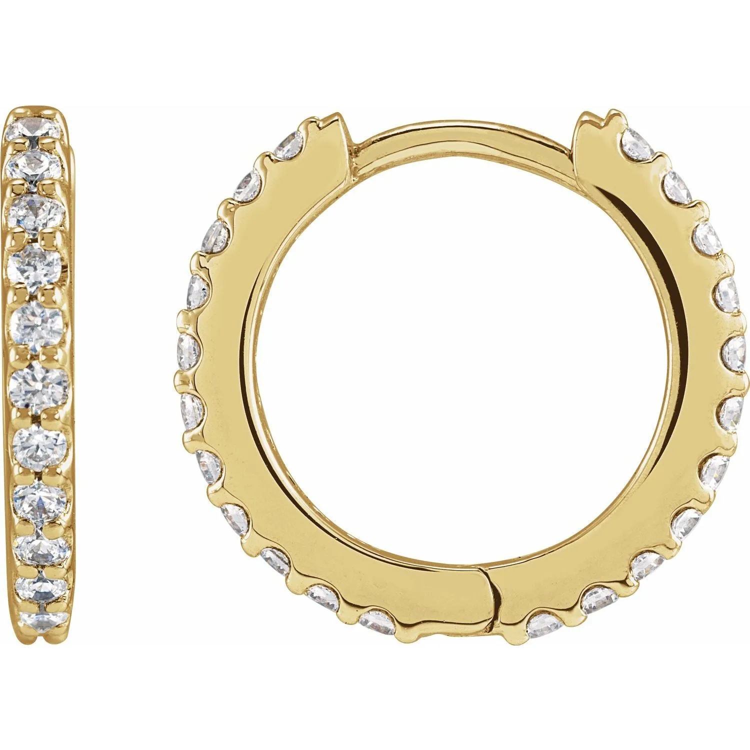 14K Gold 1/2ct Lab-Grown Diamond 13.64 mm Hoop Earrings Clarity SI, Color G-H