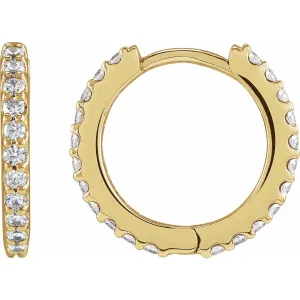 14K Gold 1/2ct Lab-Grown Diamond 13.64 mm Hoop Earrings Clarity SI, Color G-H
