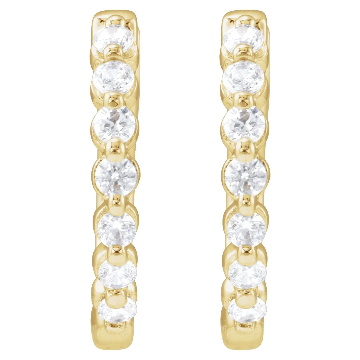 14K Gold 1/3ct Lab-Grown Diamond Hoop Earrings Clarity SI, Color G-H