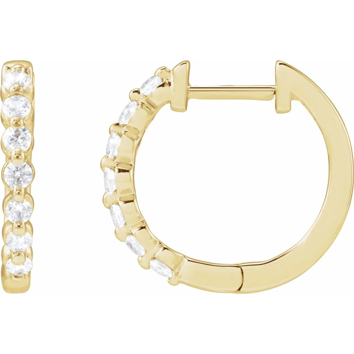 14K Gold 1/3ct Lab-Grown Diamond Hoop Earrings Clarity SI, Color G-H