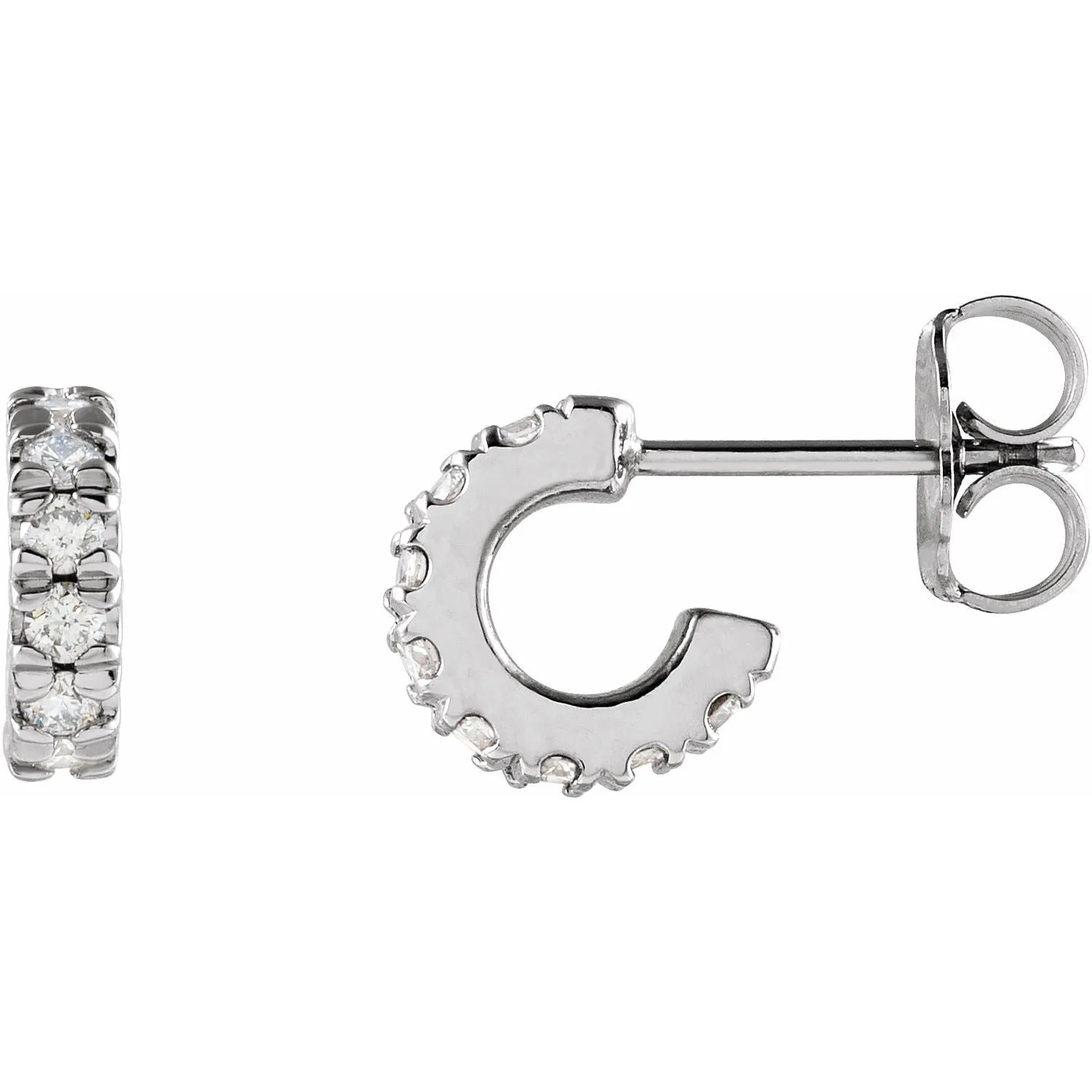 14K Gold 1/4ct Lab-Grown Diamond French-Set Huggie Hoop Earrings Clarity SI, Color G-H