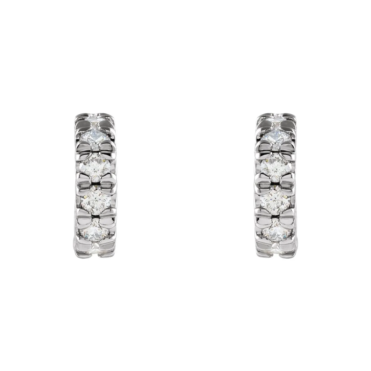 14K Gold 1/4ct Lab-Grown Diamond French-Set Huggie Hoop Earrings Clarity SI, Color G-H