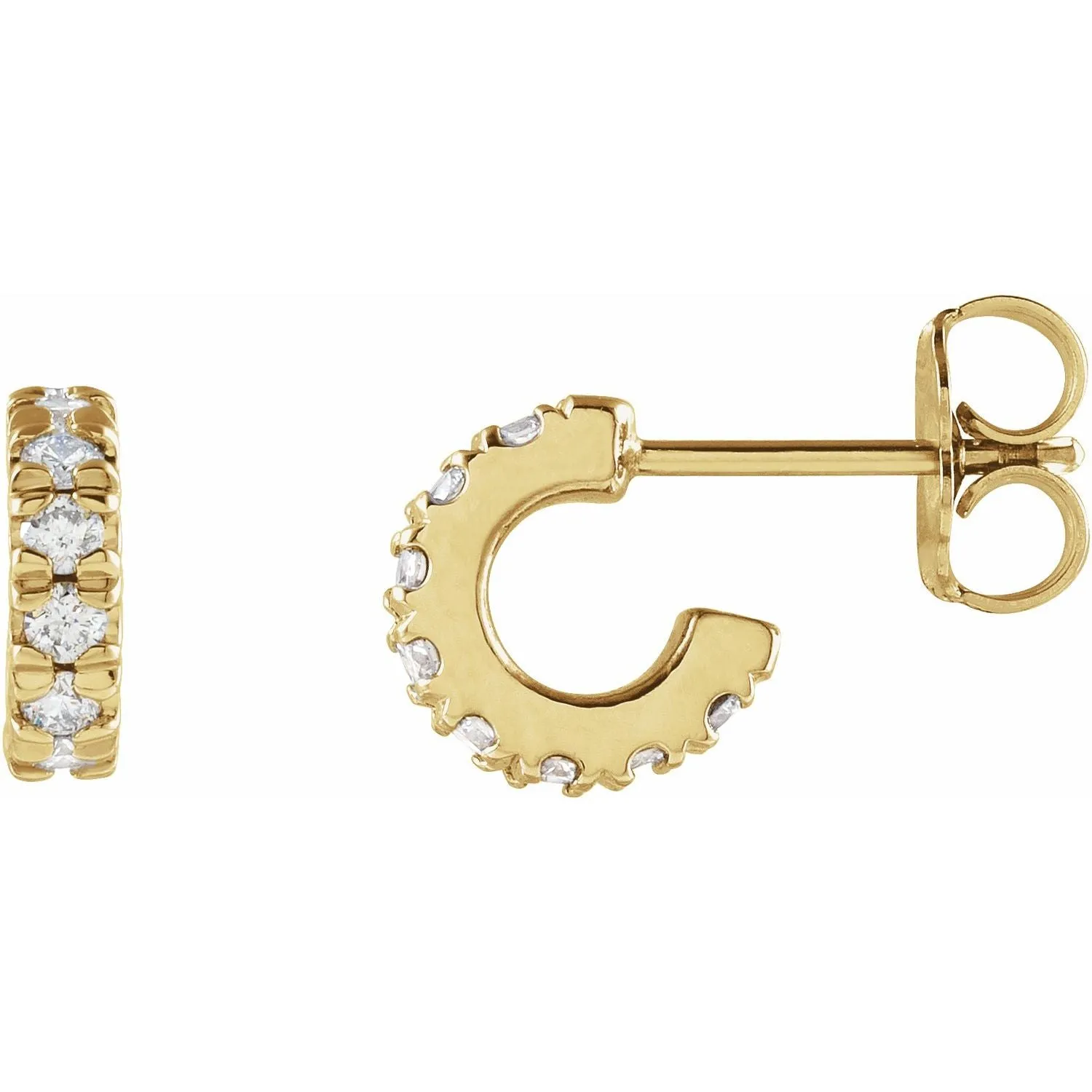 14K Gold 1/4ct Lab-Grown Diamond French-Set Huggie Hoop Earrings Clarity SI, Color G-H
