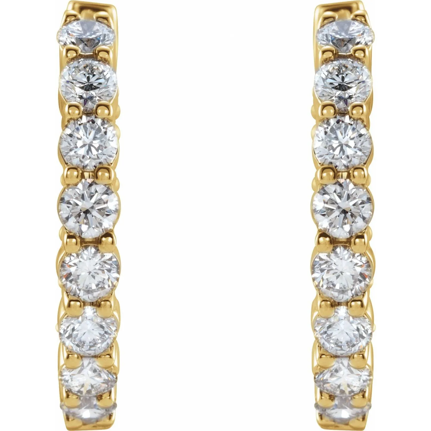 14K Gold 1ct Lab-Grown Diamond Inside-Outside Hinged Hoop Earrings Clarity VS, Color F-G