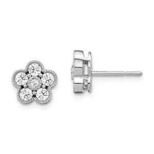 14k Gold 3/4 ct Lab Grown Diamond Floral Stud Earrings VS Clarity, D-E Color