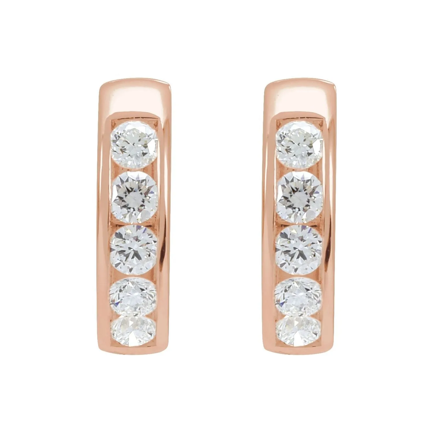 14K Rose Gold 5/8ct Lab-Grown Diamond 14 mm Hinged Hoop Earrings Clarity SI, Color G-H