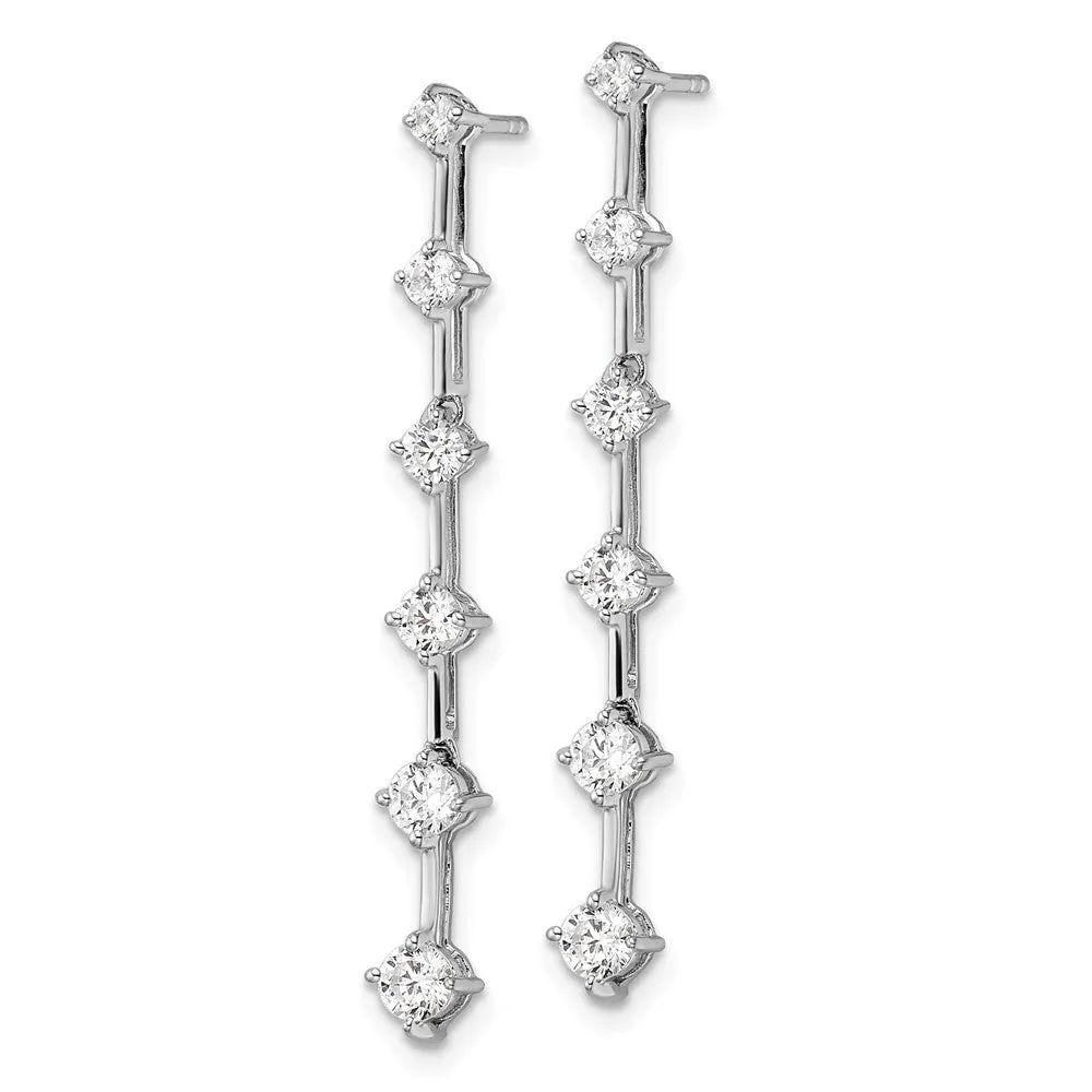 14K White Gold 1 ct Lab Grown Diamond 6 Stone Dangle Earrings VS Clarity, G-H Color
