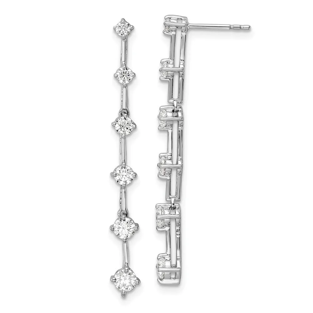 14K White Gold 1 ct Lab Grown Diamond 6 Stone Dangle Earrings VS Clarity, G-H Color