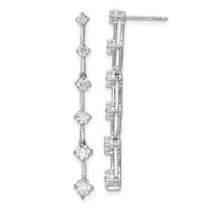 14K White Gold 1 ct Lab Grown Diamond 6 Stone Dangle Earrings VS Clarity, G-H Color