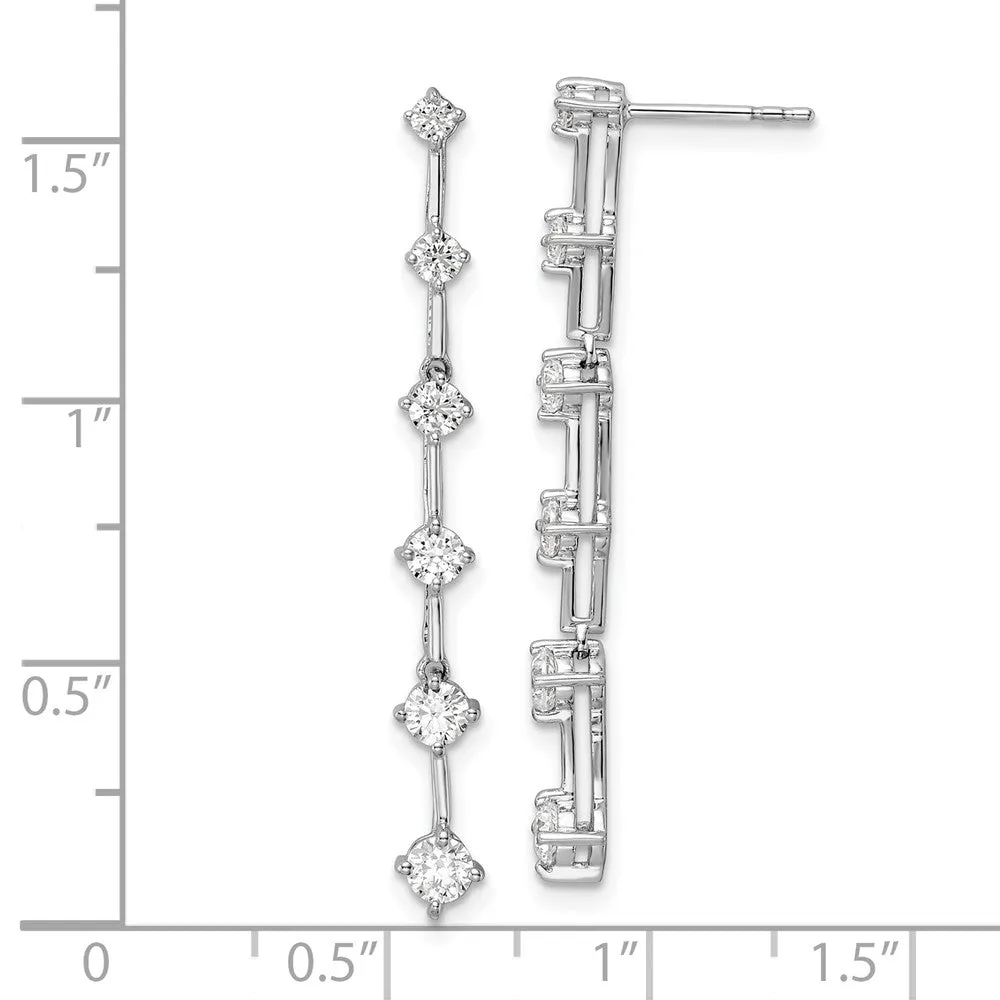 14K White Gold 1 ct Lab Grown Diamond 6 Stone Dangle Earrings VS Clarity, G-H Color