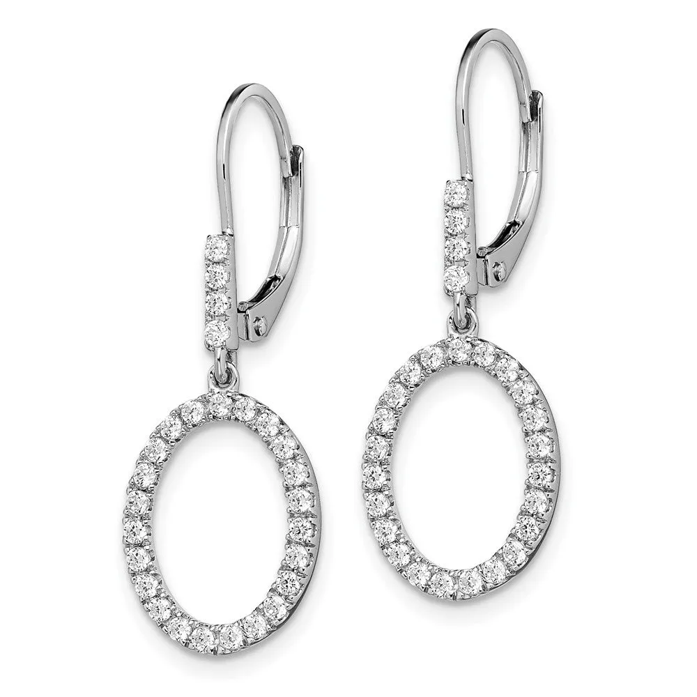 14K White Gold 1/2 ct Lab Grown Diamond Oval Leverback Earrings VS Clarity, G-H Color