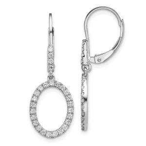 14K White Gold 1/2 ct Lab Grown Diamond Oval Leverback Earrings VS Clarity, G-H Color