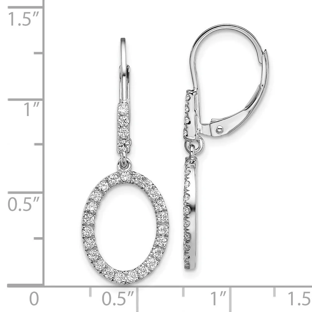 14K White Gold 1/2 ct Lab Grown Diamond Oval Leverback Earrings VS Clarity, G-H Color