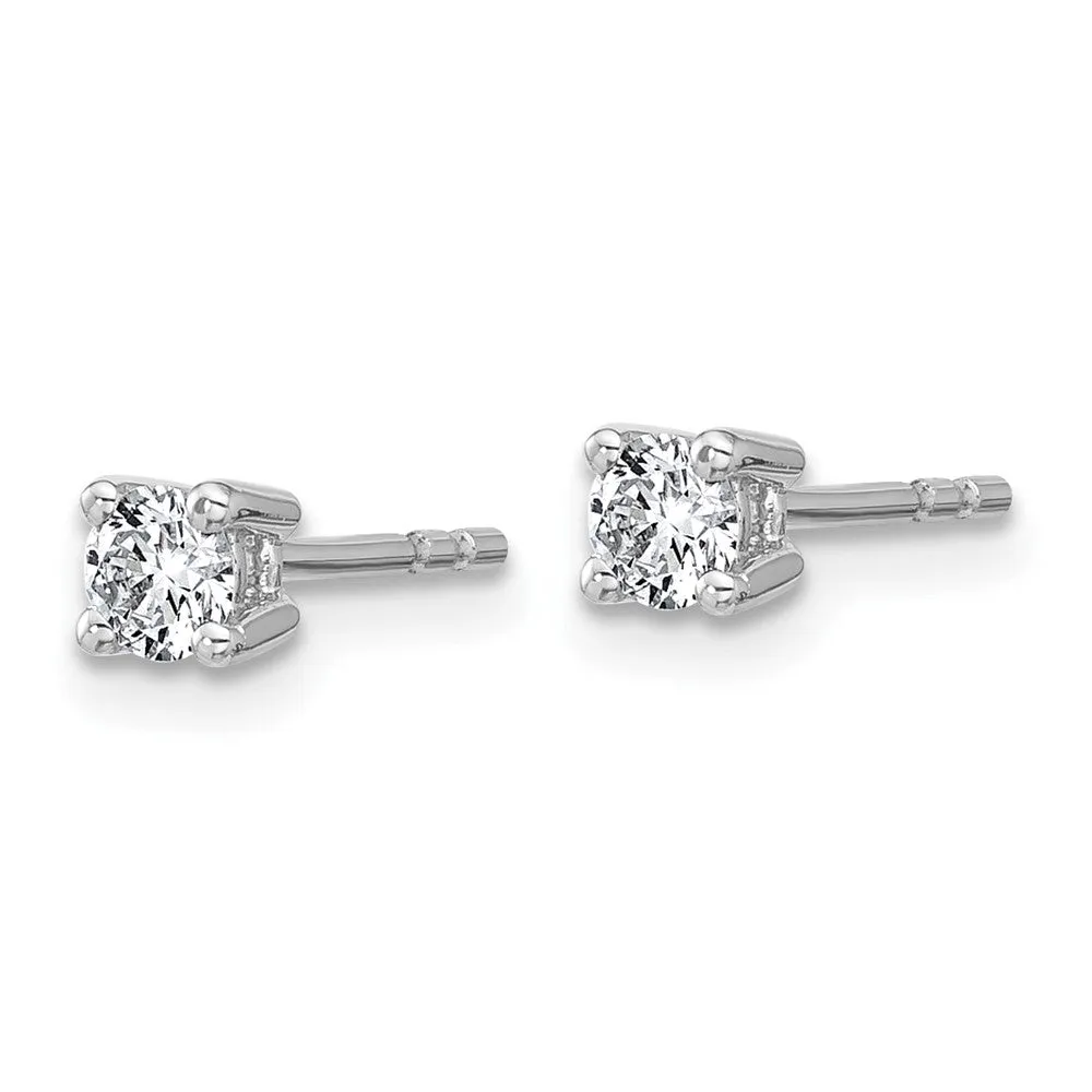 14k White Gold 1/3 ct Round Lab Grown Diamond Stud Earrings VS Clarity, D-E Color