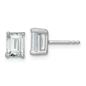 14k White Gold Emerald 2 ct Lab Grown Diamond Stud Earrings VS Clarity, G-H Color
