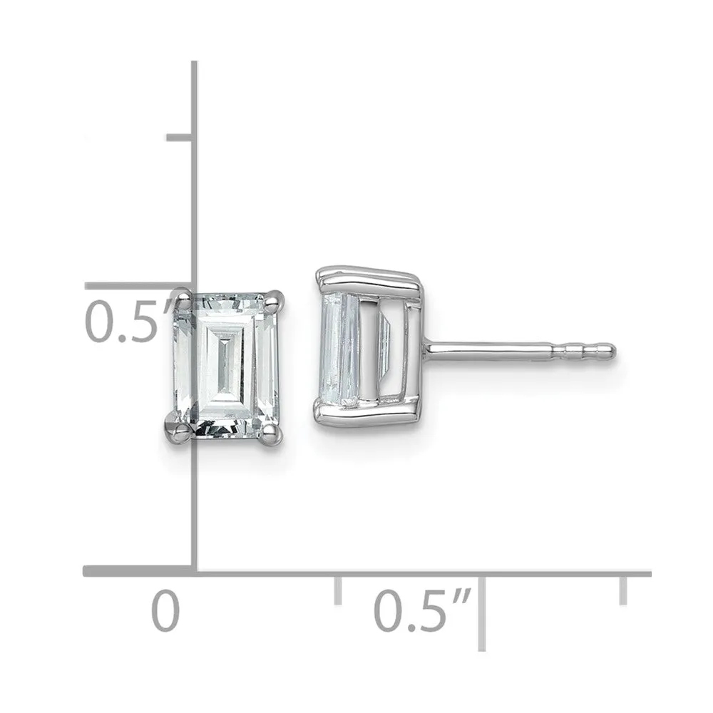 14k White Gold Emerald 2 ct Lab Grown Diamond Stud Earrings VS Clarity, G-H Color