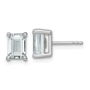 14k White Gold Emerald 3 ct Lab Grown Diamond Stud Earrings VS Clarity, D-E Color