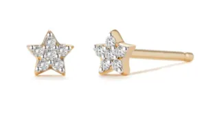 14K Yellow Gold 0.03ctw Diamond Star Stud Earrings by Aurelie Gi