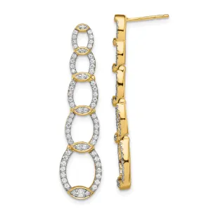 14k Yellow Gold 2/3 ct Lab Grown Diamond Drop Dangle Earrings VS Clarity, G-H Color