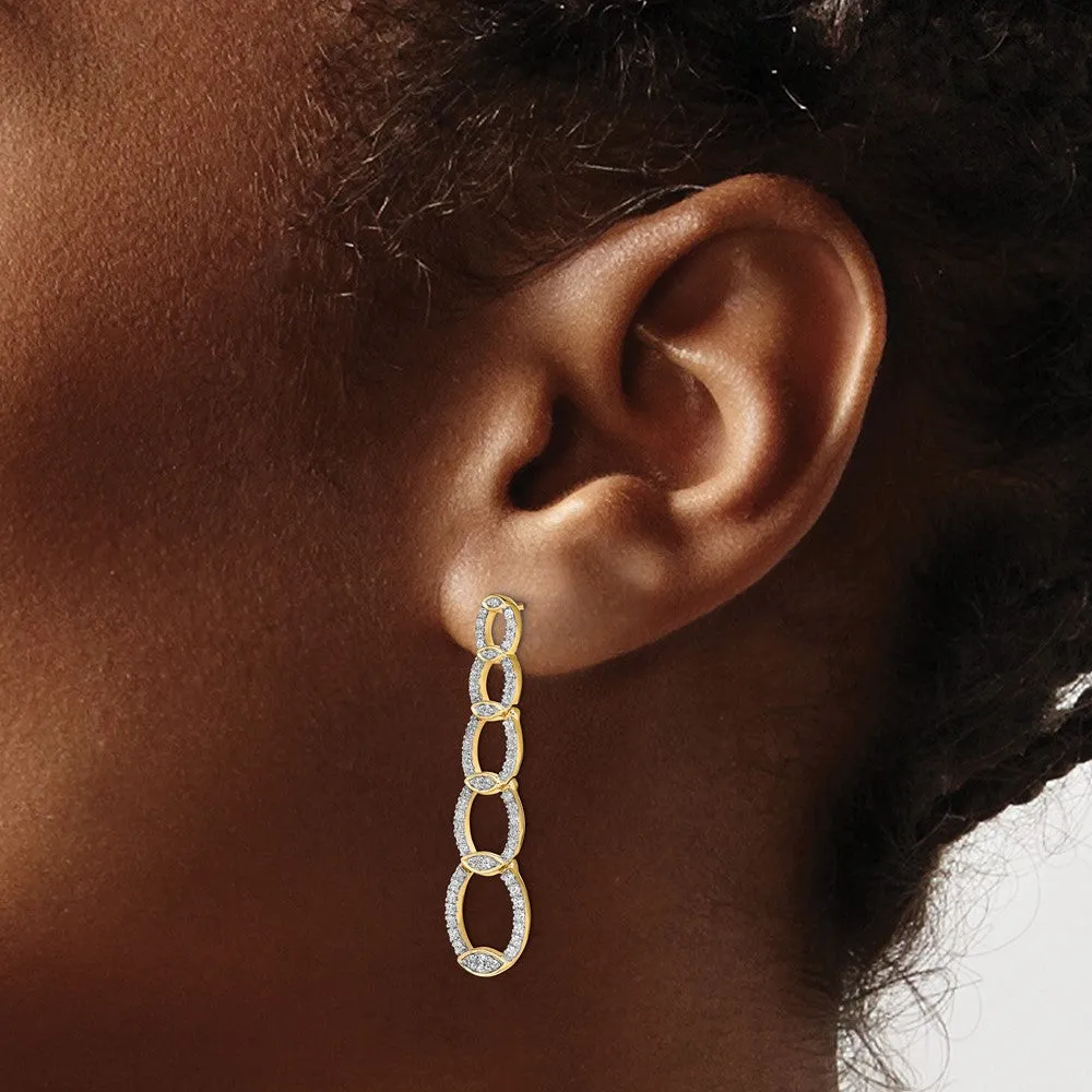 14k Yellow Gold 2/3 ct Lab Grown Diamond Drop Dangle Earrings VS Clarity, G-H Color
