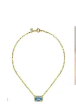 14K Yellow Gold Diamond and Blue Topaz Emerald Cut Necklace With Flower Pattern Gallery