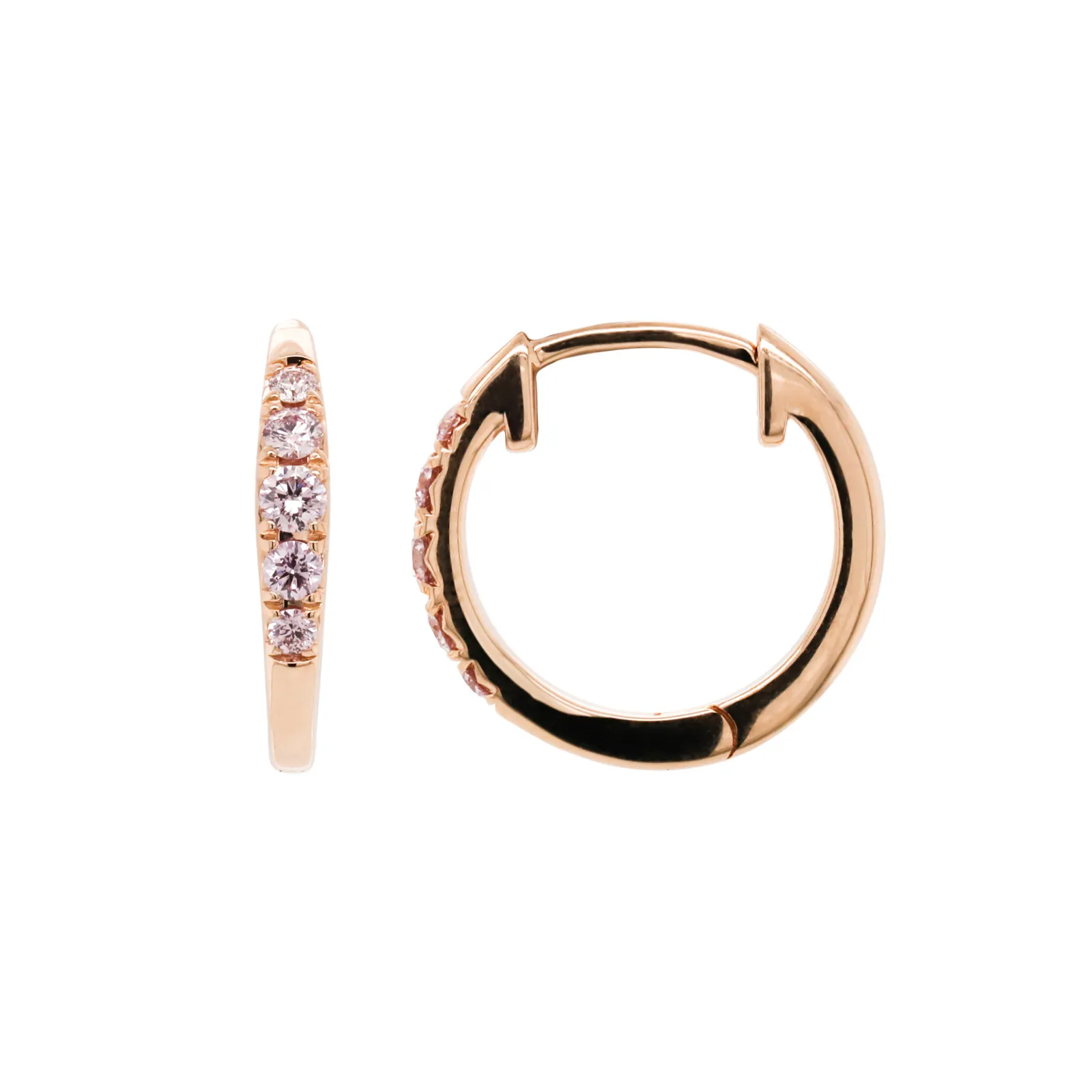 18ct Rose Gold Australian Pink Diamond Huggies
