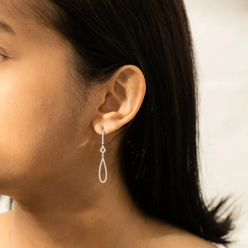 18ct White Gold .42ct Diamond Drop Earrings