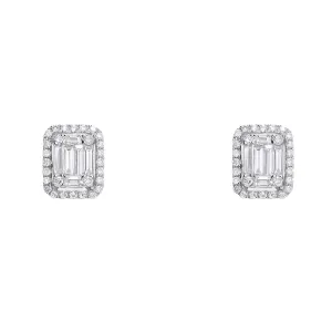 18ct White Gold Baguette Diamond Stud Earrings