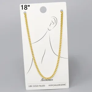 18K Gold Dipped Cuban Chain Necklace - 18"