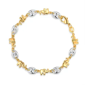 18K Gold Plated Two-Tone Elephant Bracelet