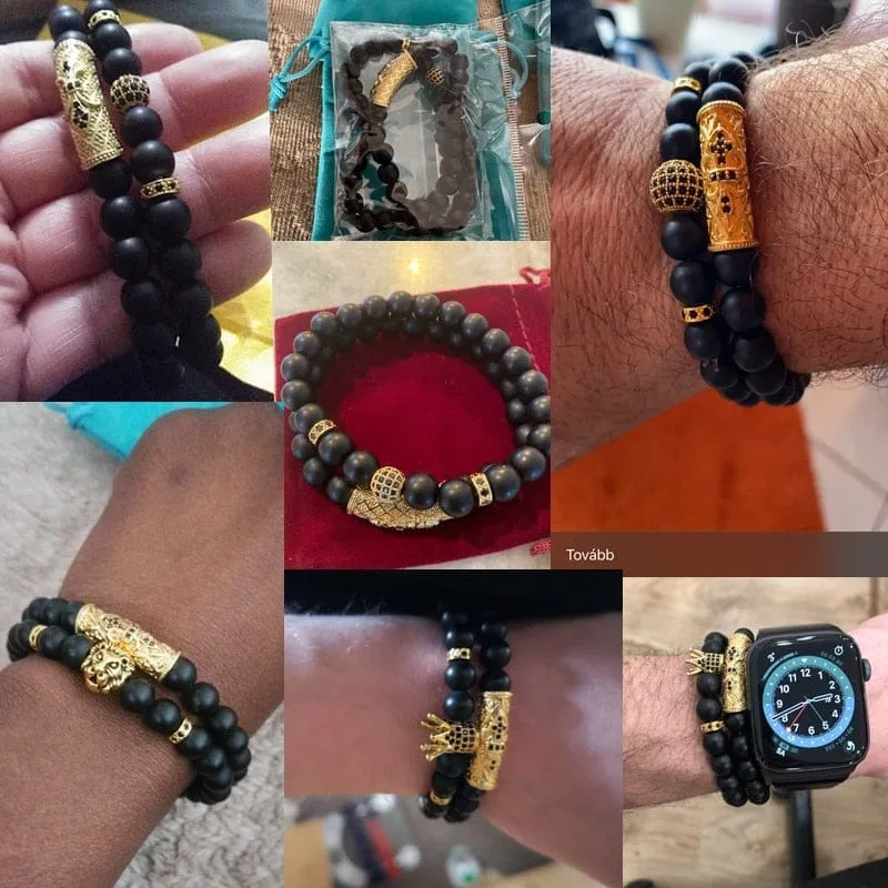 2Pcs/Set Natural Stone 4 Style Bead Man Bracelets