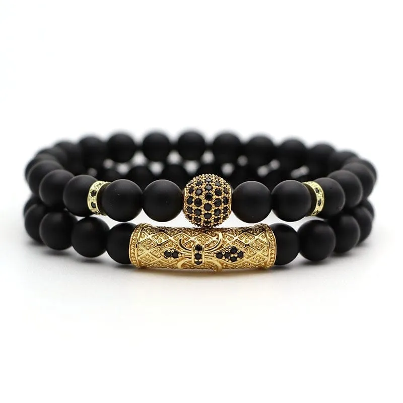 2Pcs/Set Natural Stone 4 Style Bead Man Bracelets