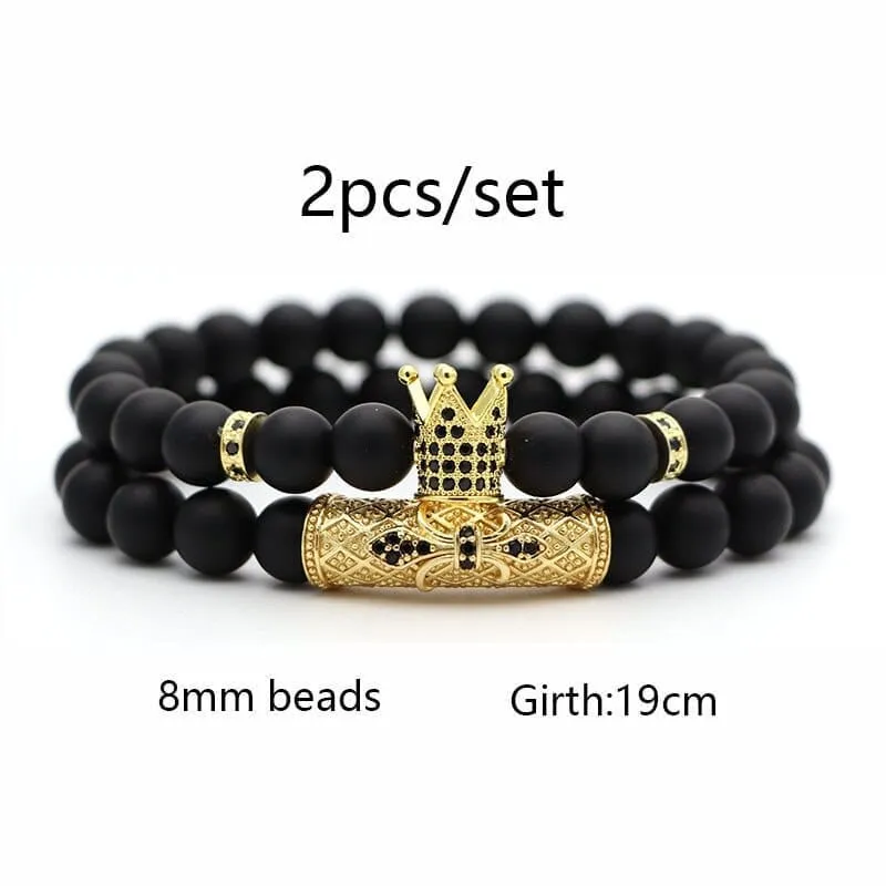 2Pcs/Set Natural Stone 4 Style Bead Man Bracelets