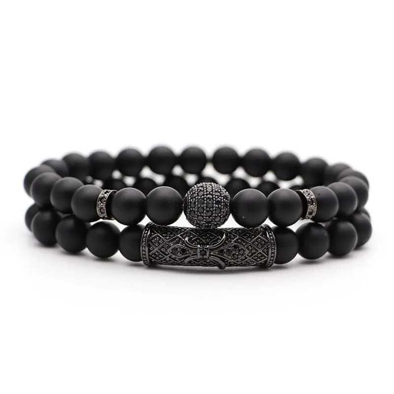 2Pcs/Set Natural Stone 4 Style Bead Man Bracelets