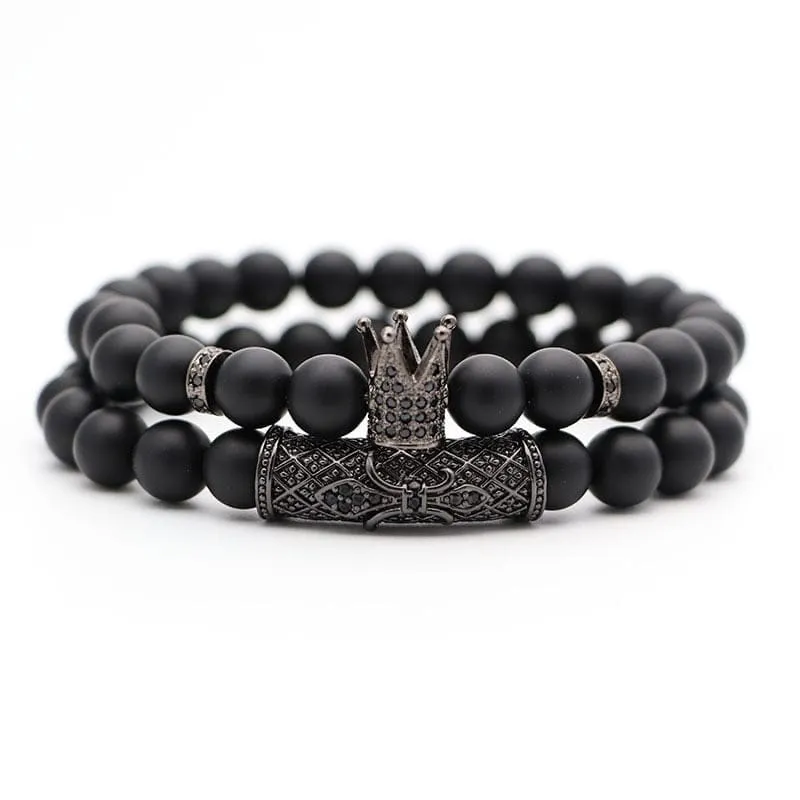 2Pcs/Set Natural Stone 4 Style Bead Man Bracelets