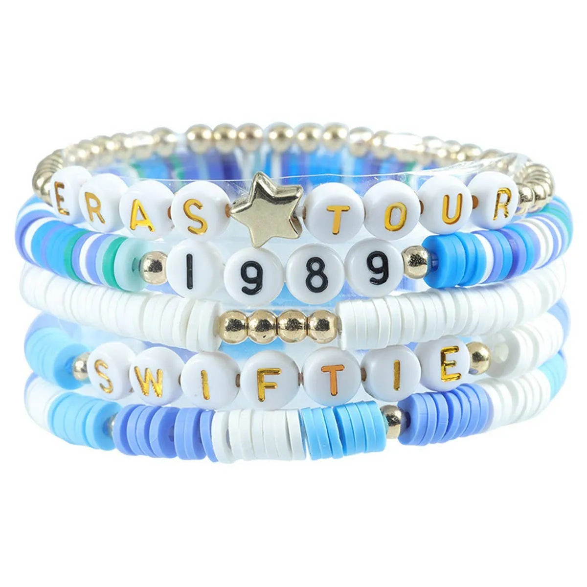 5PCS COLORED LETTER MULTI-LAYER BEADED BRACELET_CWAJE0711