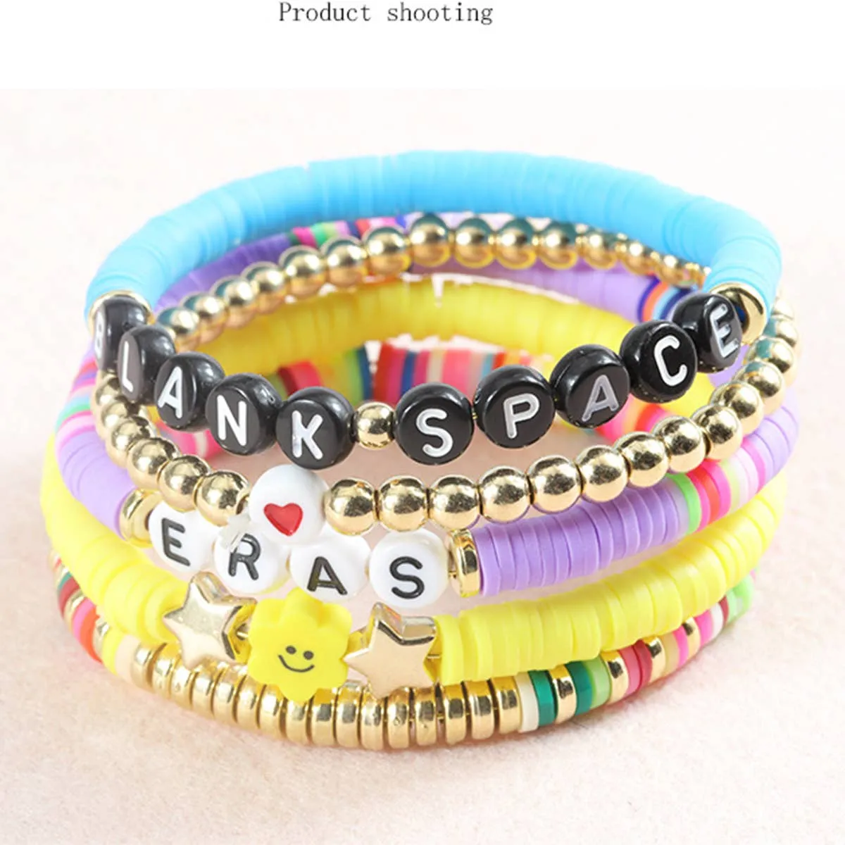 5PCS COLORED LETTER MULTI-LAYER BEADED BRACELET_CWAJE0711