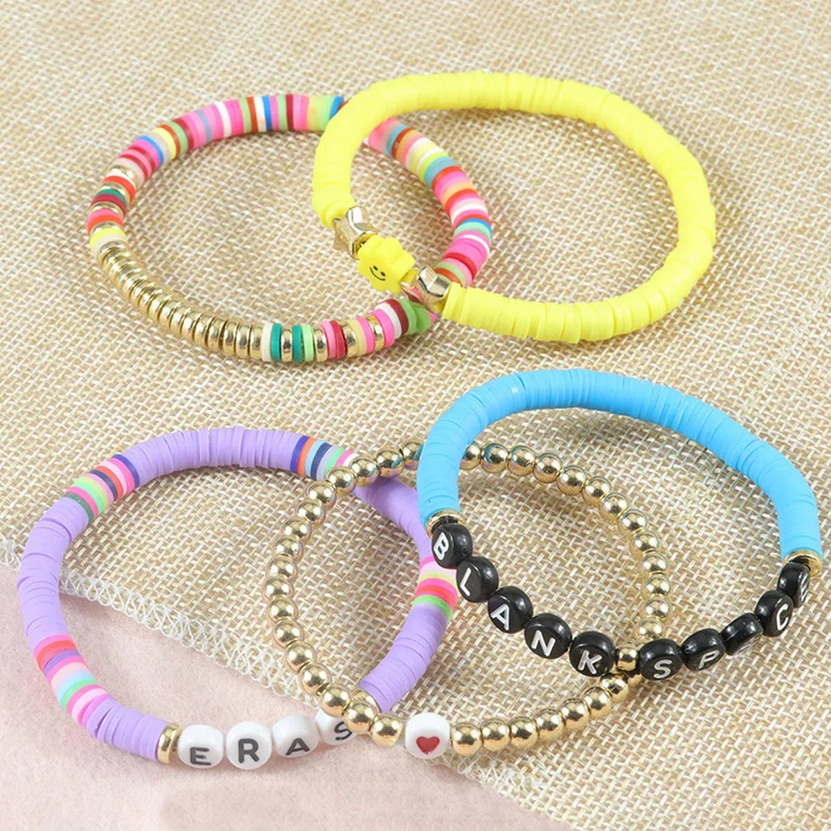 5PCS COLORED LETTER MULTI-LAYER BEADED BRACELET_CWAJE0711