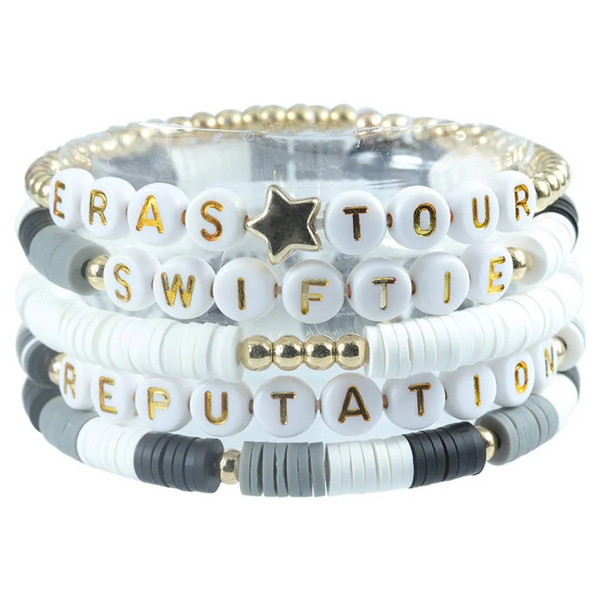 5PCS COLORED LETTER MULTI-LAYER BEADED BRACELET_CWAJE0711