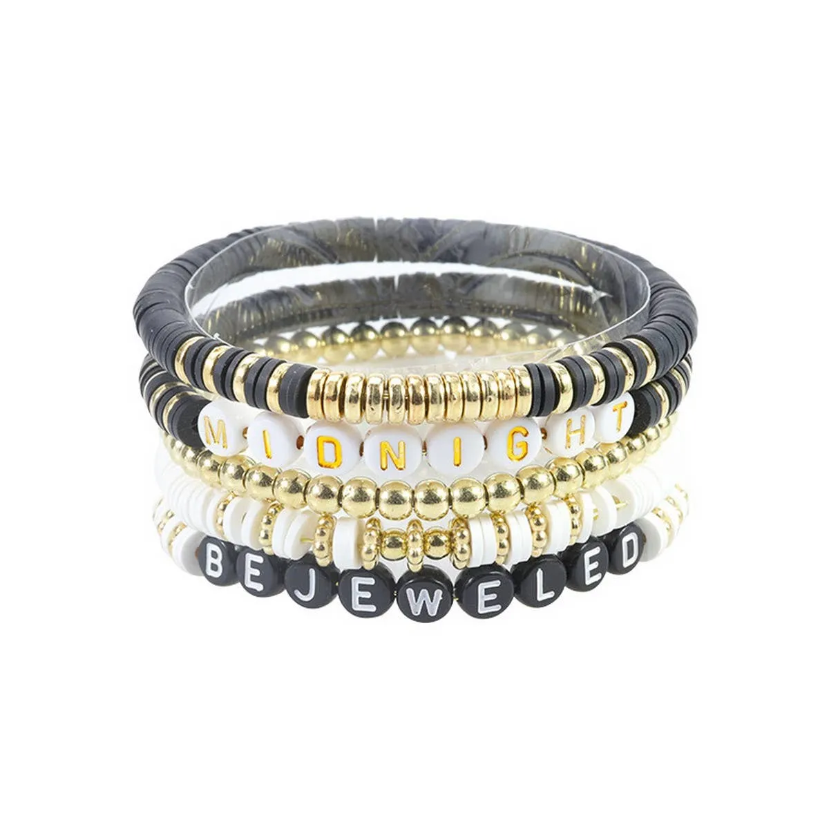 5PCS COLORED LETTER MULTI-LAYER BEADED BRACELET_CWAJE0711